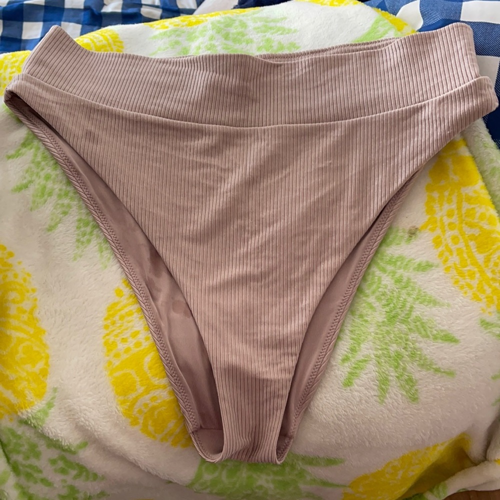 XL Coco Cream ribbed shine high waisted bottoms